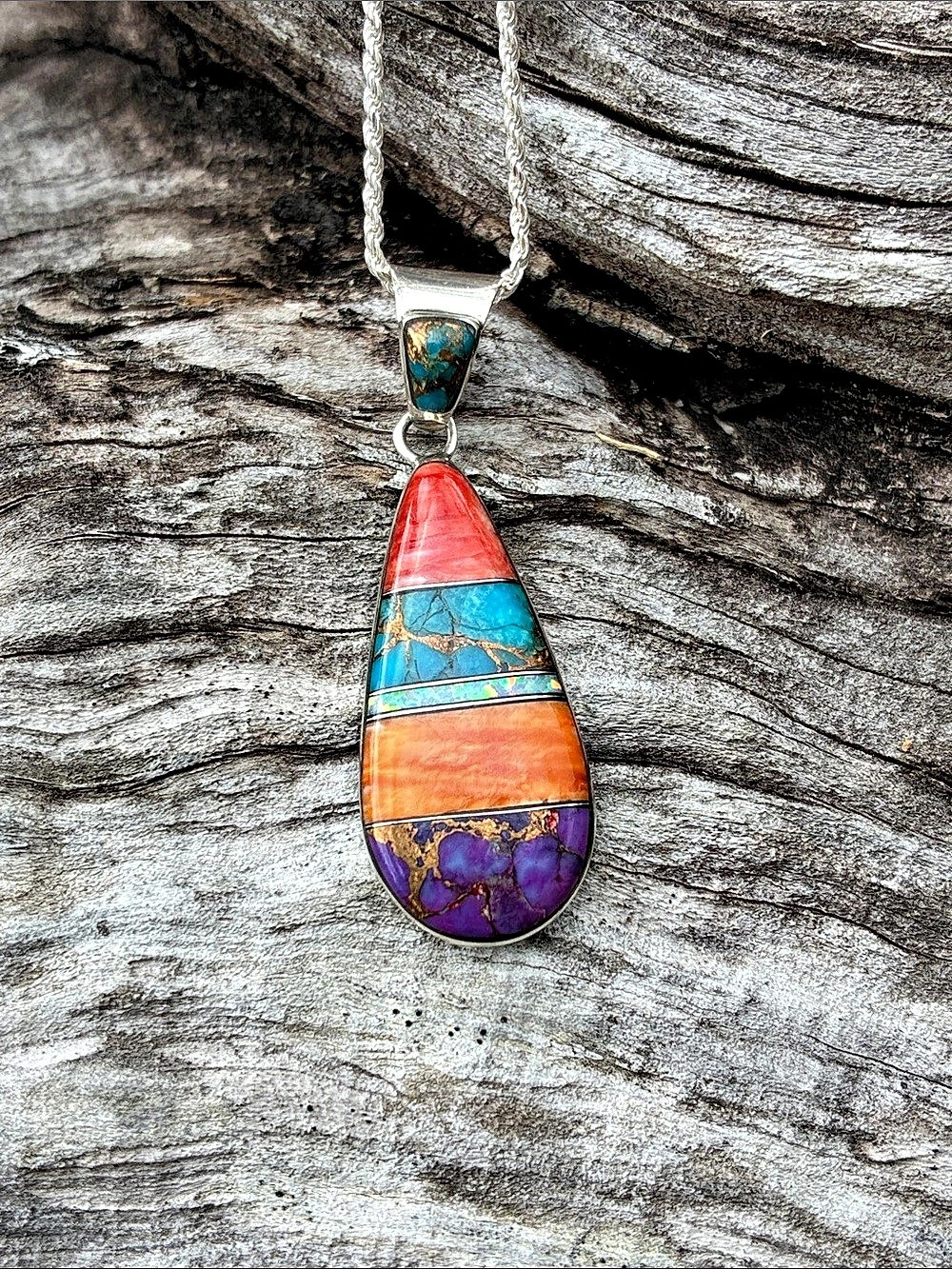 925 Sterling Silver Multi-stone Southwestern necklace